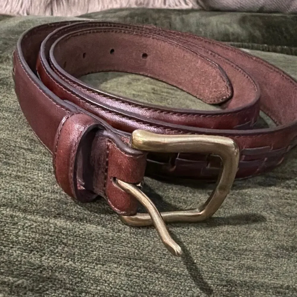 Men's Brown Leather Adjustable Belt brown and black size 42